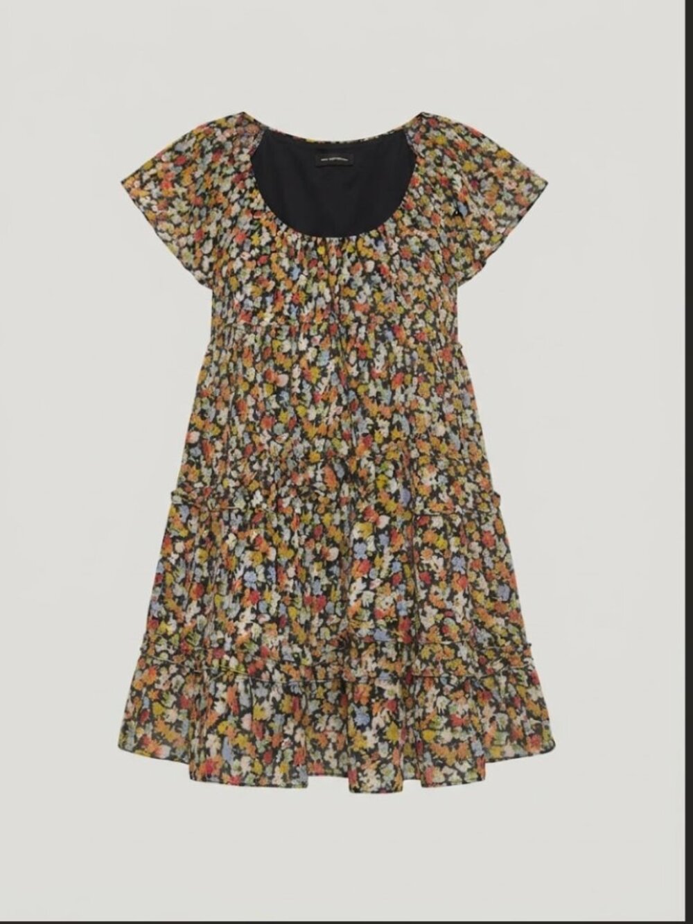 Urban Outfitters Lg Multi Floral Tiered Babydoll Swing Dress Lined Fall Vibe